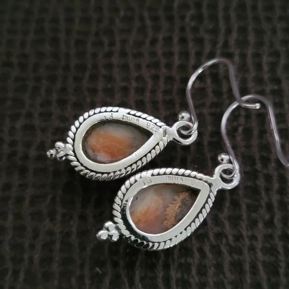 Shivam Oyster Blue💙 Copper Turquoise Teardrop💧 Earrings - Picture 6 of 12